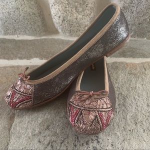 Metallic beaded ballet flats